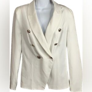 VENUS S Winter White Blazer Coat Dress Suit Jacket Double Breasted Button Look
